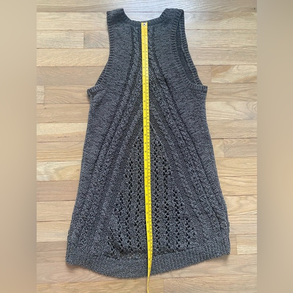 SCOOP Retro Crochet dark gray long Vest Y2K Size M - Picture 6 of 6